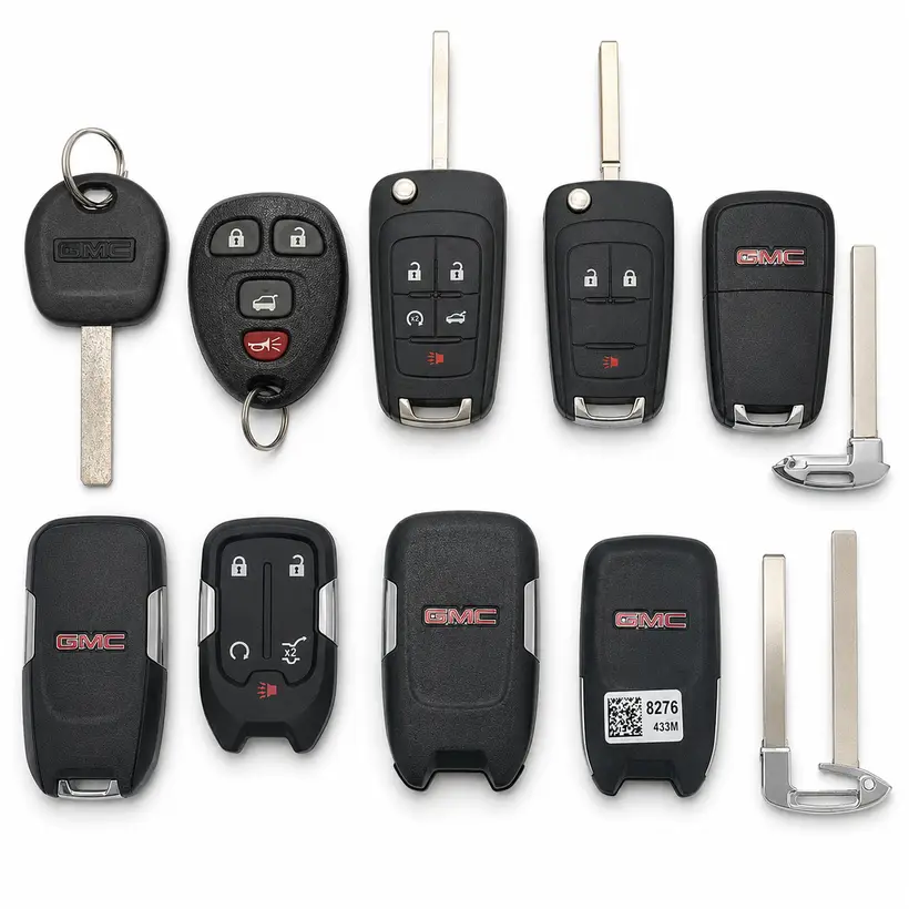 A range of GMC keys and fobs we cut and program in West Palm Beach, FL