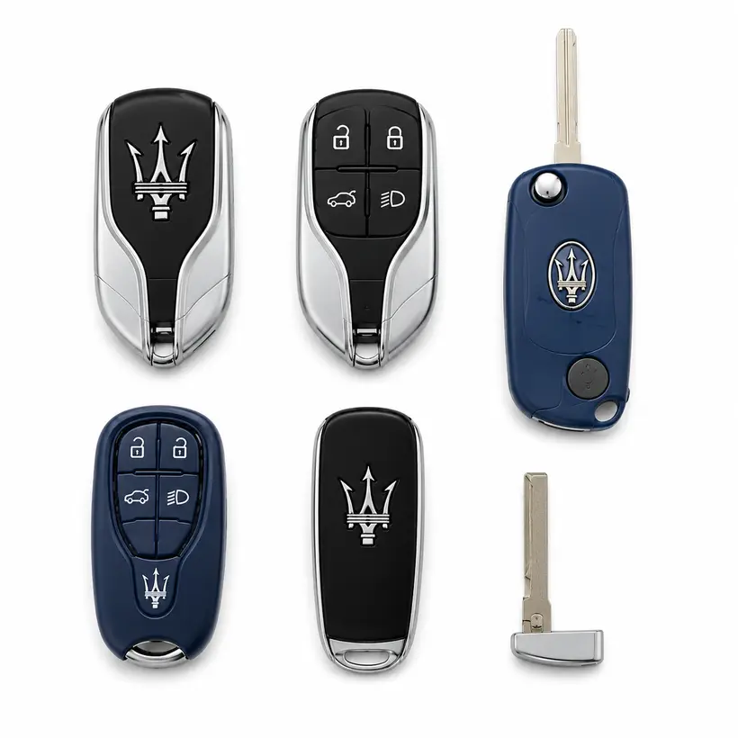 A range of Maserati keys and fobs we cut and program in West Palm Beach, FL