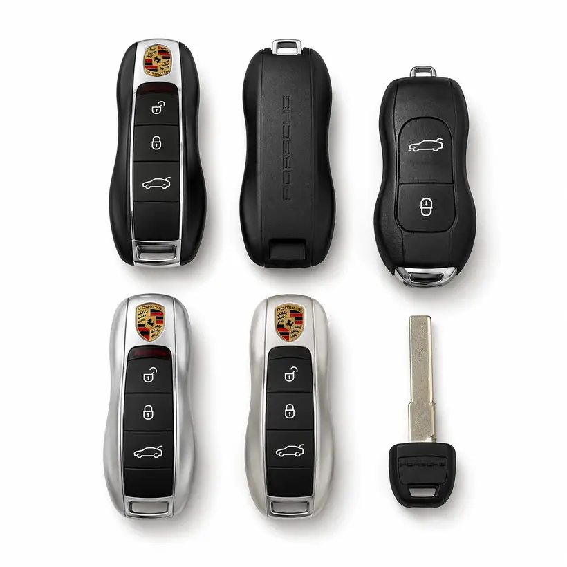 A range of Porsche keys and fobs we cut and program in West Palm Beach, FL